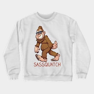 Sassquatch - Badass With An Attitude To Match  - White - Cartoon Crewneck Sweatshirt